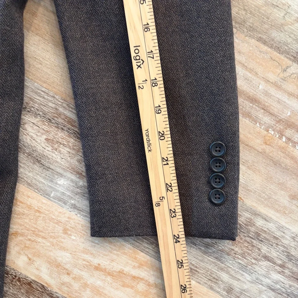 Pronto Uomo Platinum Luxury Wool Blazer Brown Herringbone Sport Coat 42 Regular